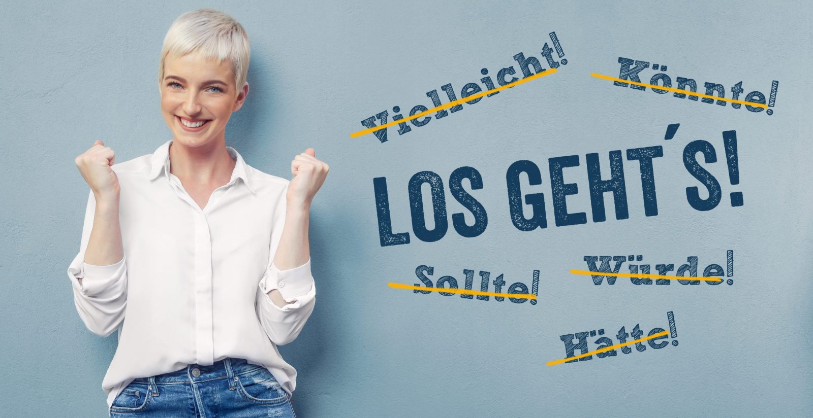 Los geht´s! Frau mit Erfolg