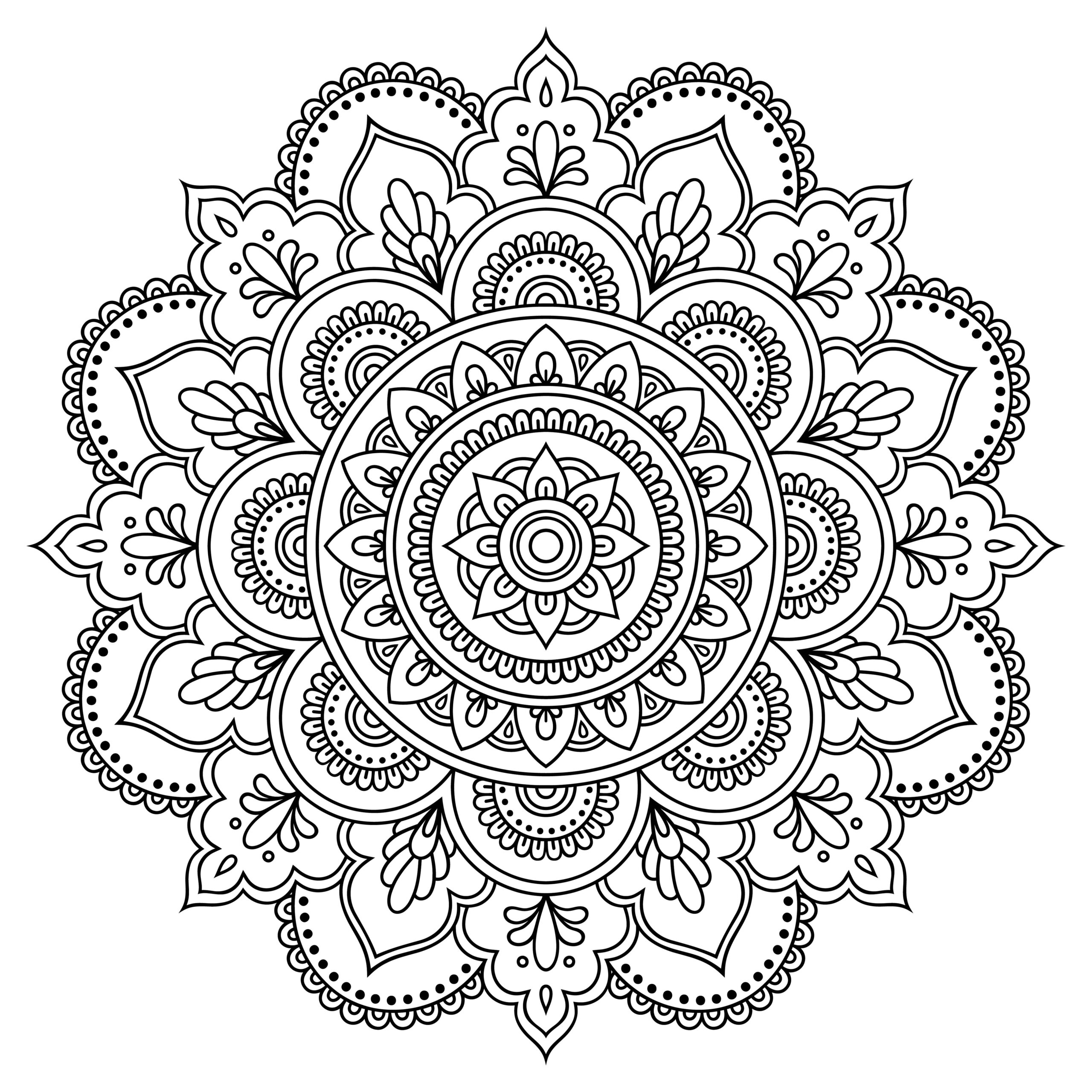 Circular pattern in the form of a mandala. Henna tatoo mandala. Mehndi style. Decorative pattern in oriental style. Coloring book page.