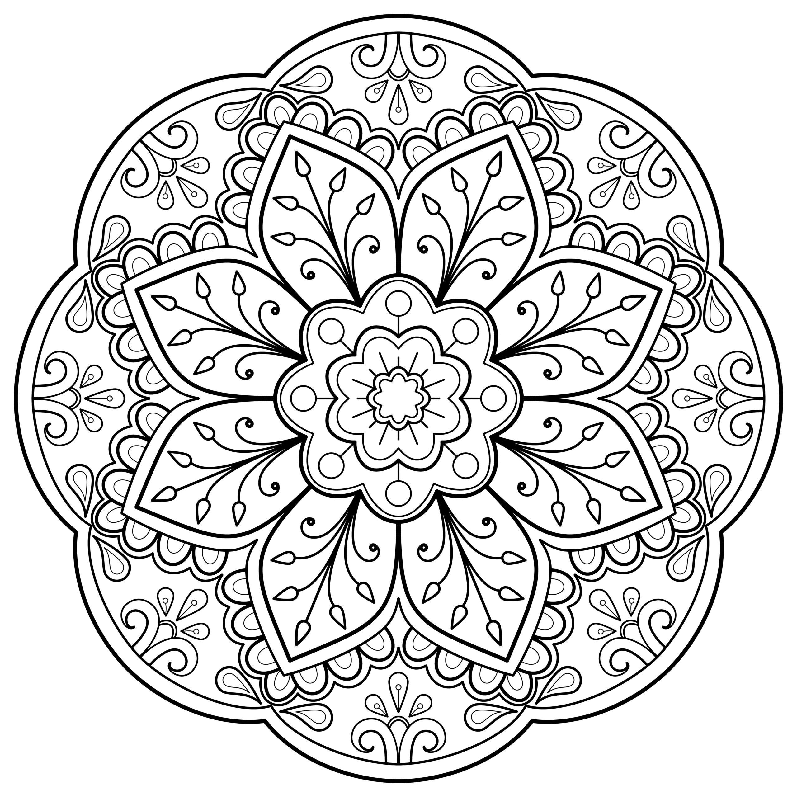 Mandala pattern Coloring book wallpaper design art. tile pattern greeting card sticker lace pattern and tattoo, yoga design. hand drawn mandala vector. on white background